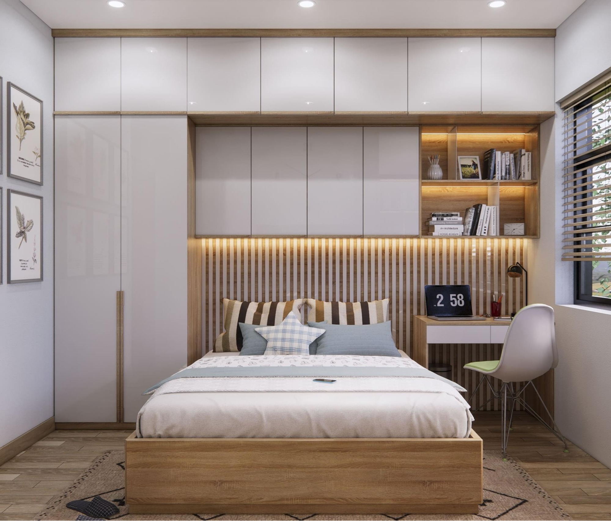 Tủ âm tường kết hợp bàn học - Giải pháp tối ưu cho phòng 10m2